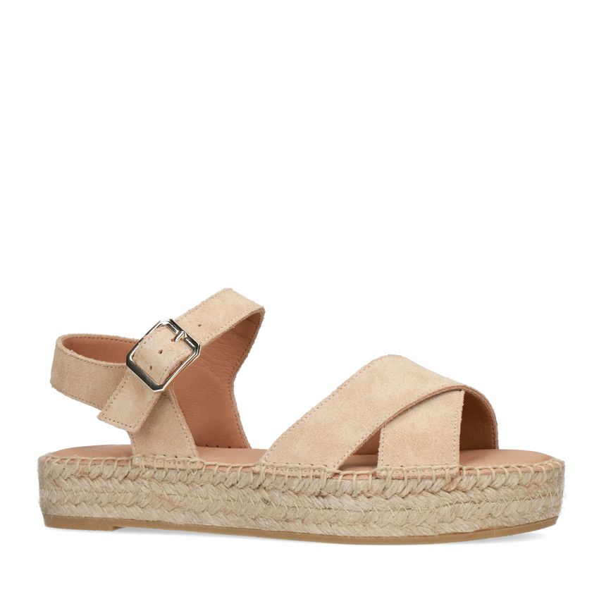 Manfield Beige sandalen met suède banden