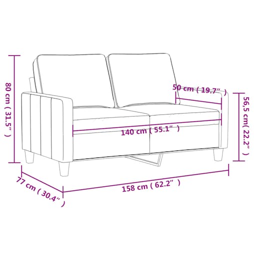 NNEVL 2-Seater Sofa Black 140 cm Fabric