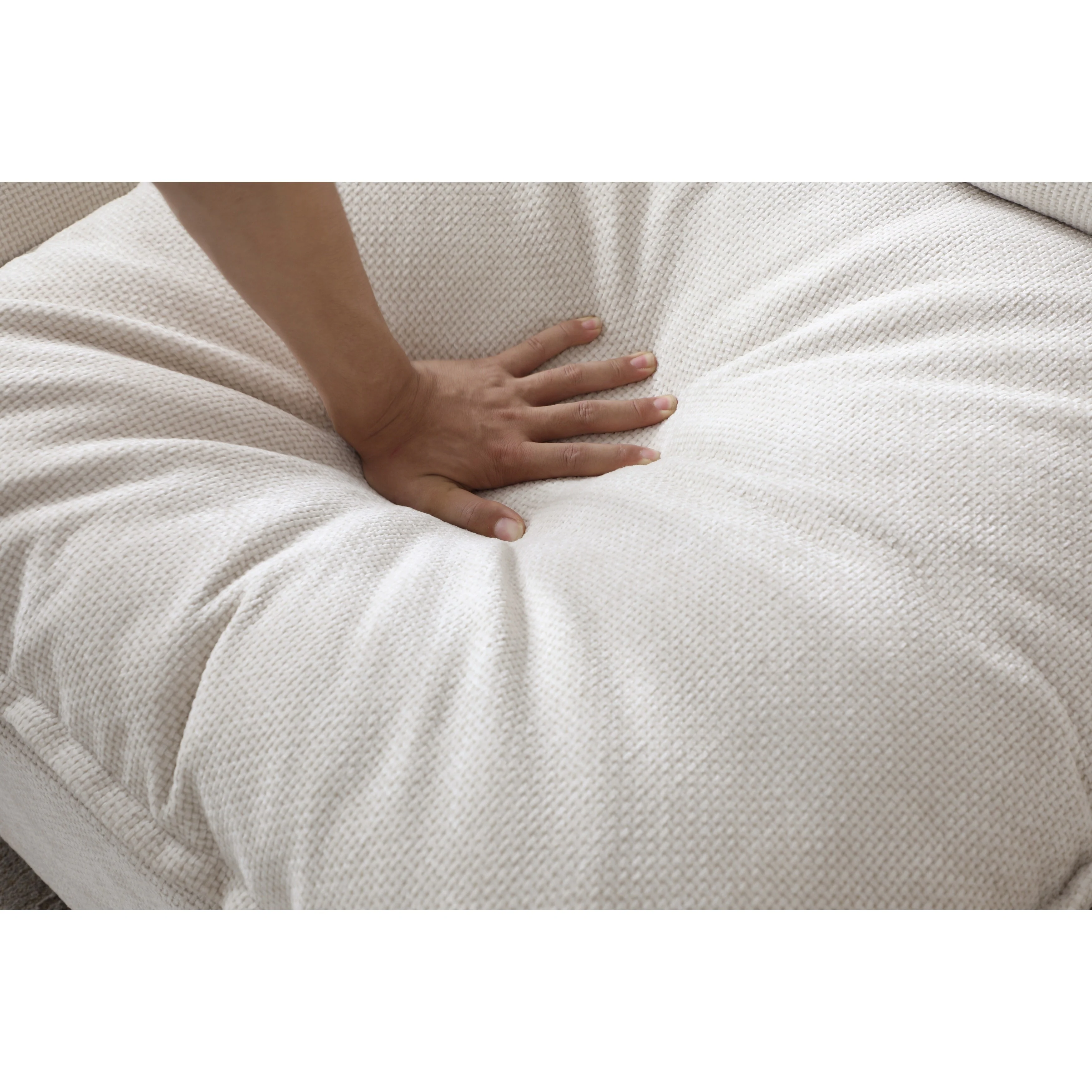 130 Wood+Fabric Modular Sectional Sofa with Convertible Ottoman, U-Shaped 6-Seater