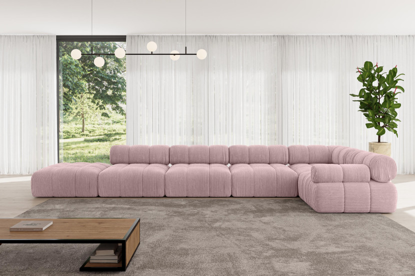 Narożnik prawostronny modułowy FELTO-L3 475x190x70 cm Różowy
