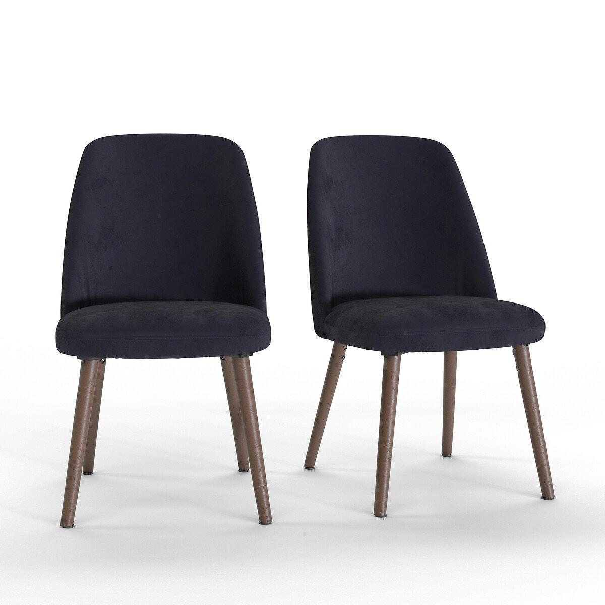 Lot de 2 chaises velours et noyer, WATFORD