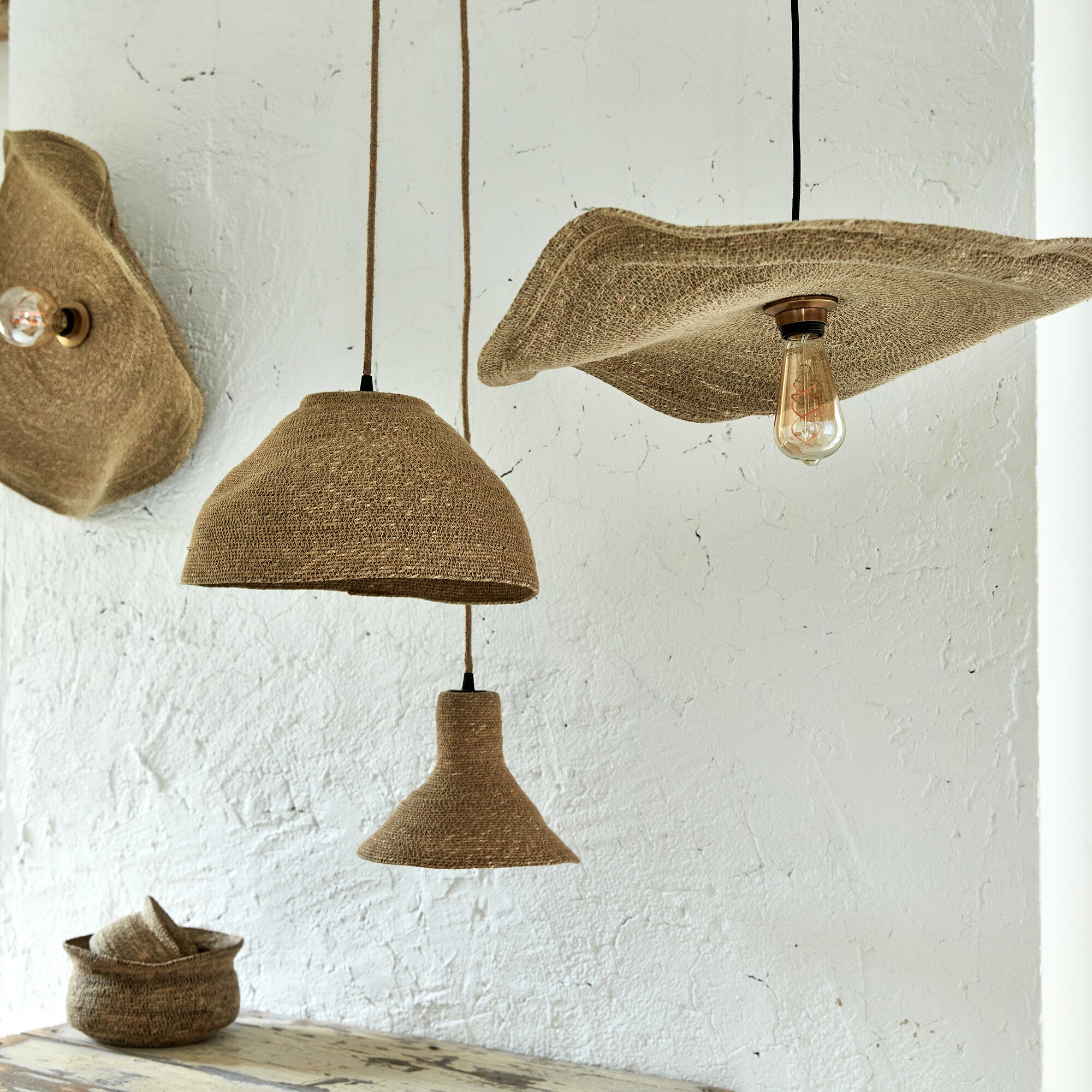 FIRA - Applique murale électrifiée en jonc de mer D61cm - naturel