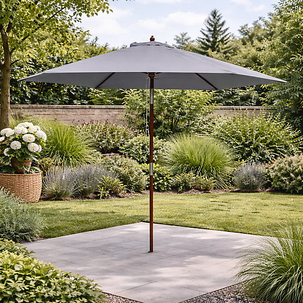 Parasol gris droit rond 3 x 3 m degrés CANCUN