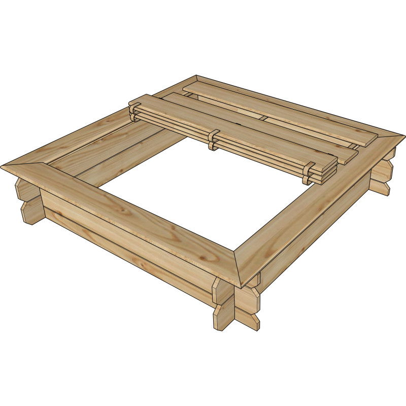 Bac à sable avec couvercle 1,2 x 1,2 m SOLID