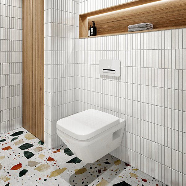 Pack WC suspendu sans bride Villeroy &Boch Architectura Twistflush e3 rectangle   bâti-support sol et mur   plaque blanc