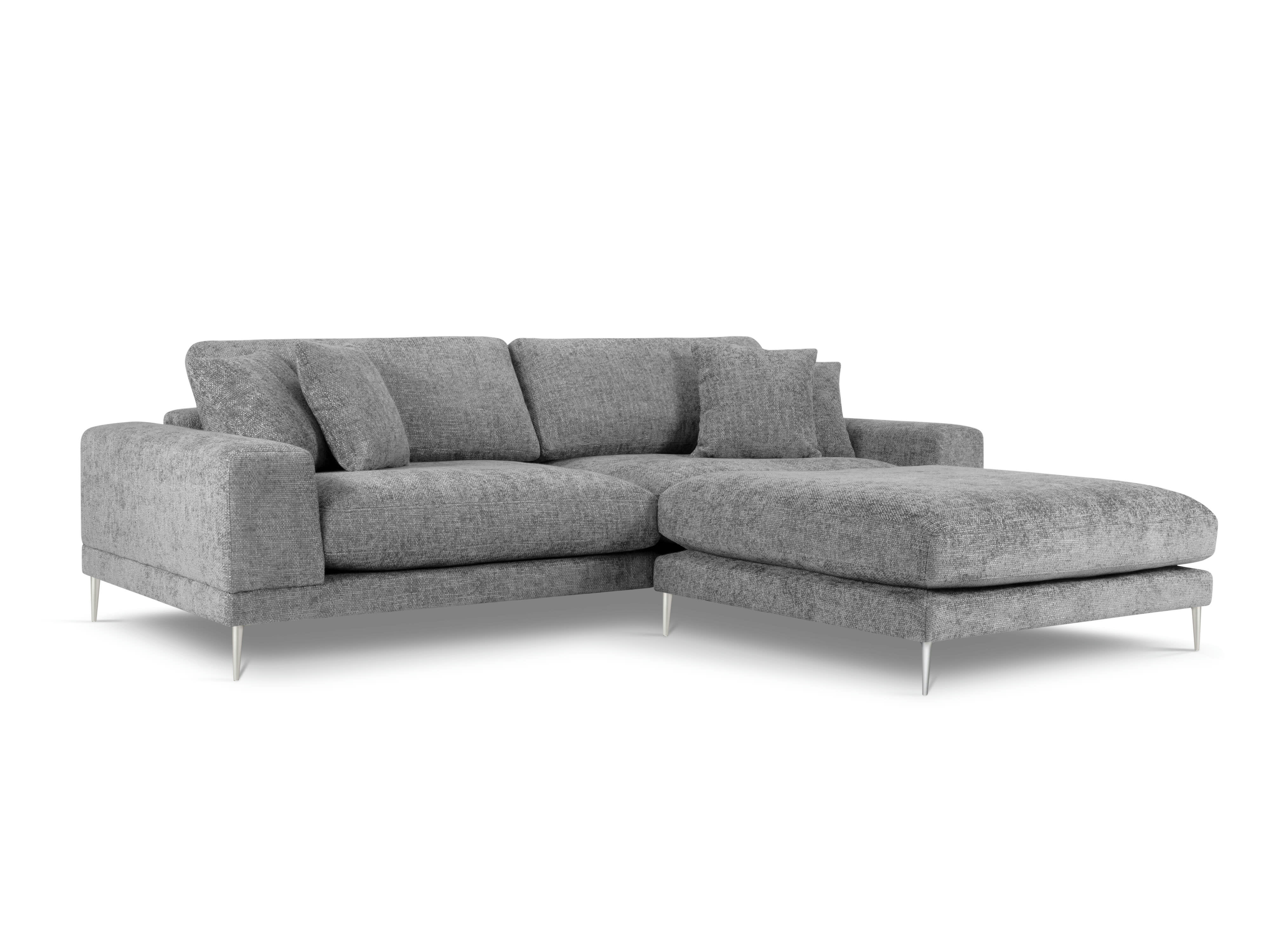 JOG - Canapé d'angle droit 5 places en tissu structuré gris