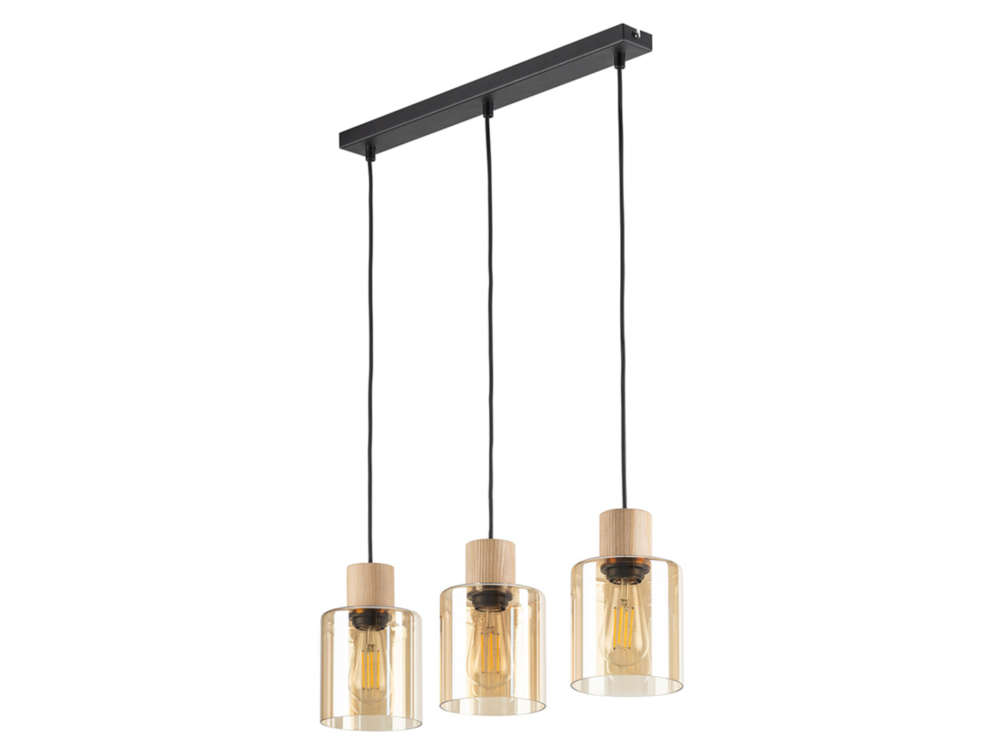 Lampa wisząca Orson 3-punktowa szklana czarna