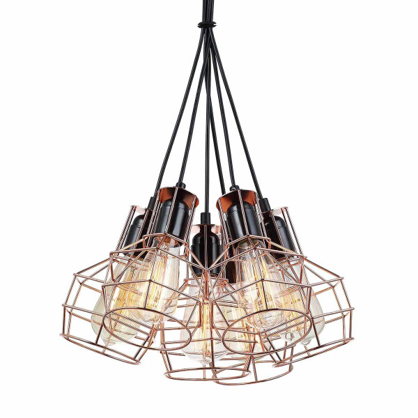 Lampa wisząca czarno-miedziana Perifo 6xE27x60W wym: 120x40x40 cm Italux