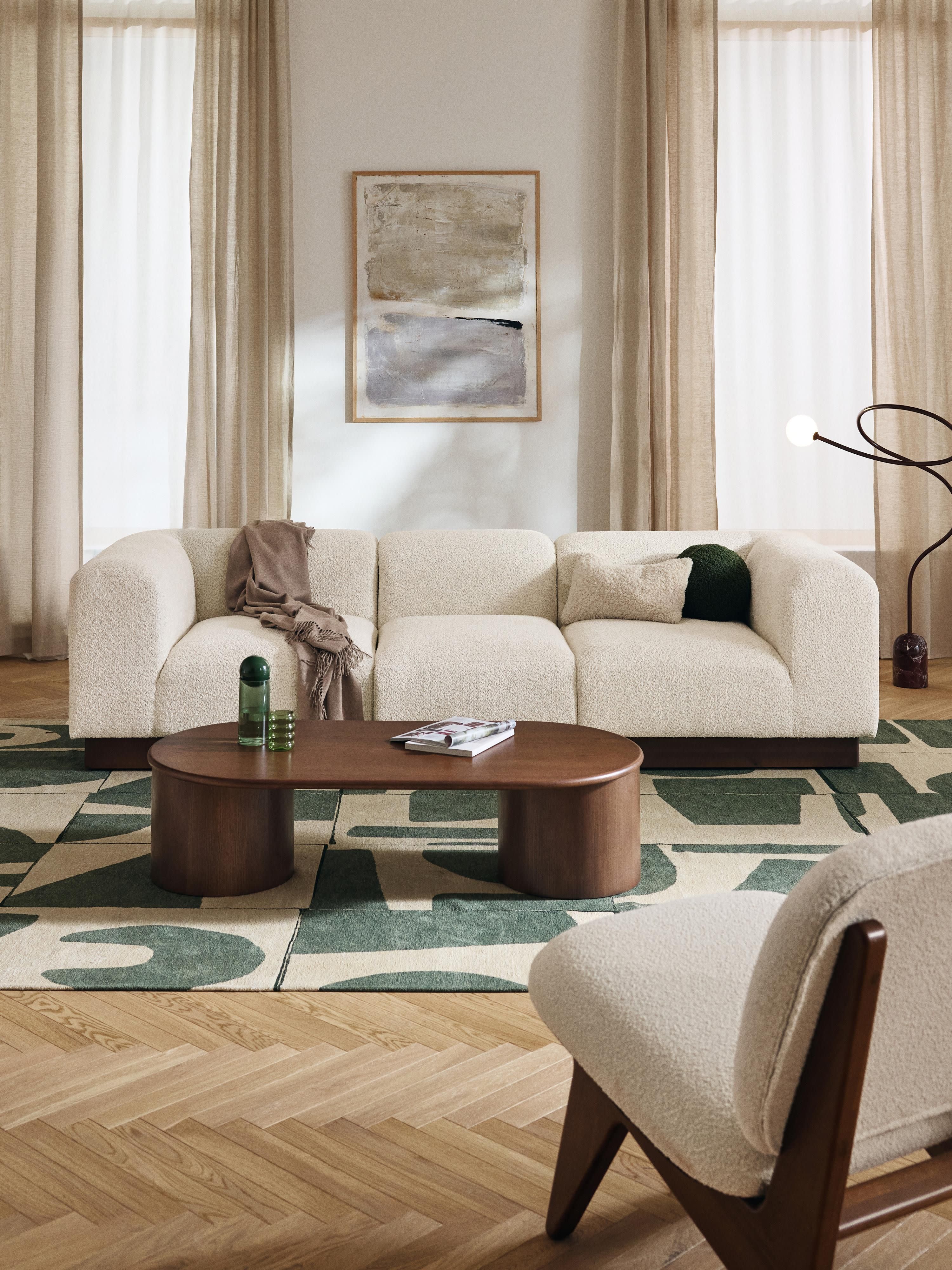 Modulares Sofa Natalie (3-Sitzer) aus Teddy-Bouclé
