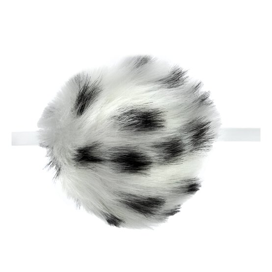 White Spot Faux Fur Pom Pom 11cm