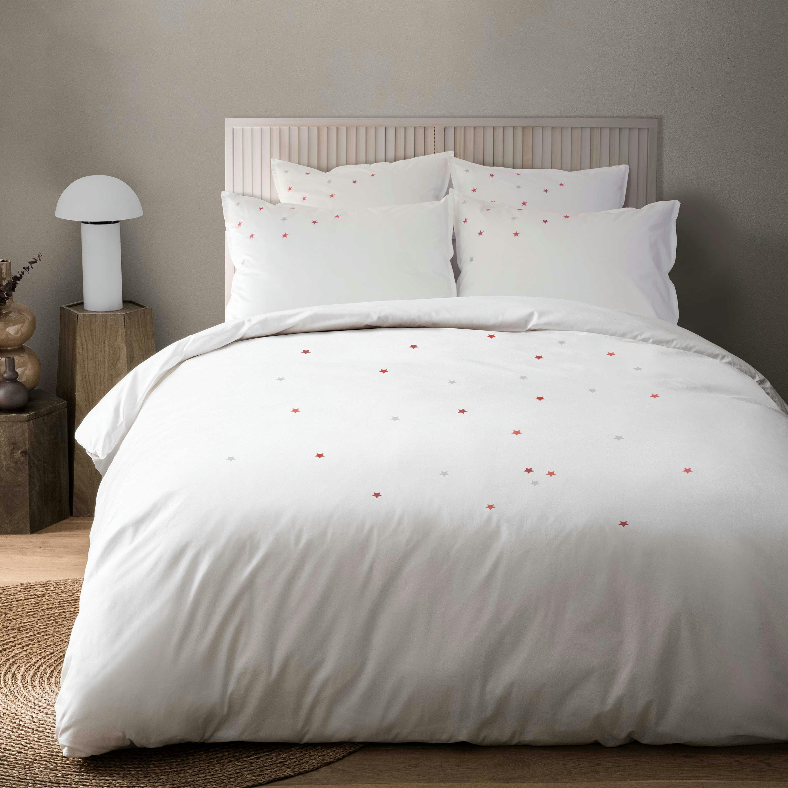 SONGE D'UNE NUIT D'ÉTÉ - Housse de couette brodée percale 260x240cm Blanc, Marsala