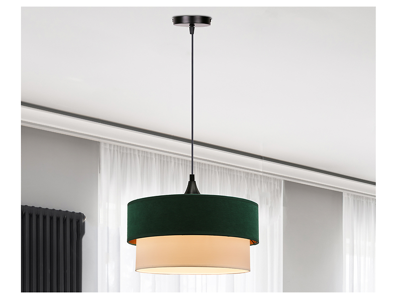 Lampa wisząca Sinagra35 cm tkaninowa zielona