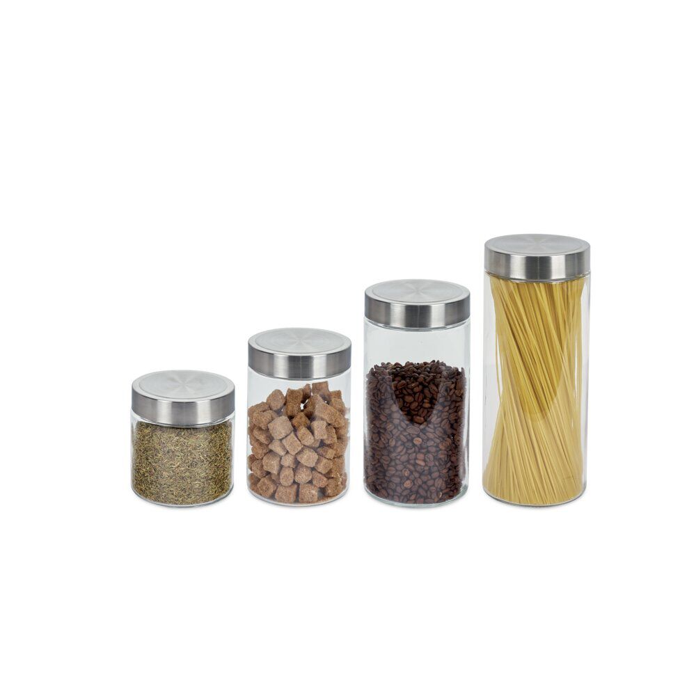 Bocal en verre avec couvercle inox - Lot de 4
