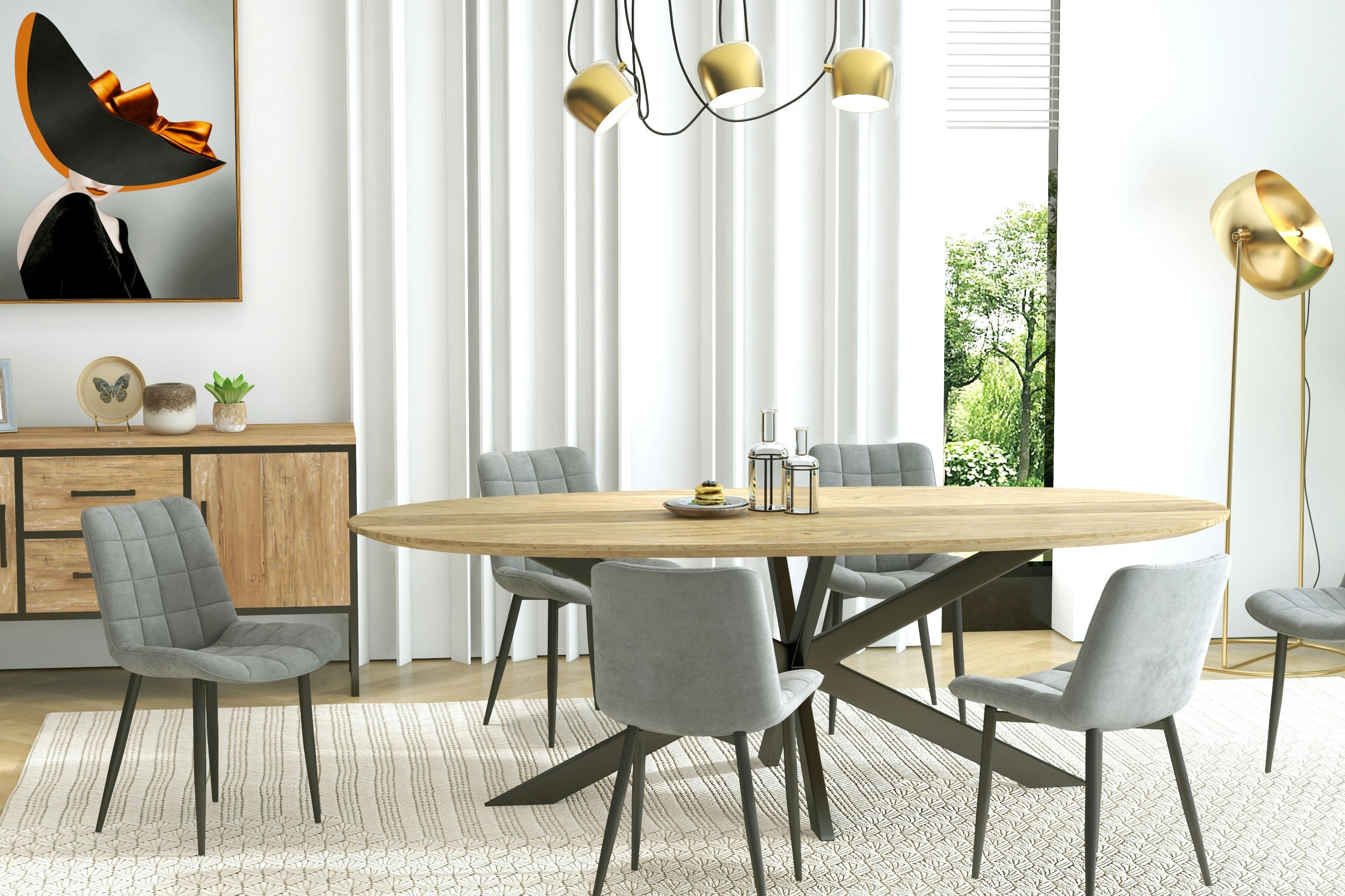 SACHA - Chaise en Velours Gris Carbone et métal noir (x4)