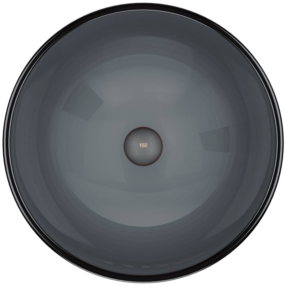 VIGO Sheer Glass Round Vessel Bathroom Sink/Basin with Deep Bowl, Black