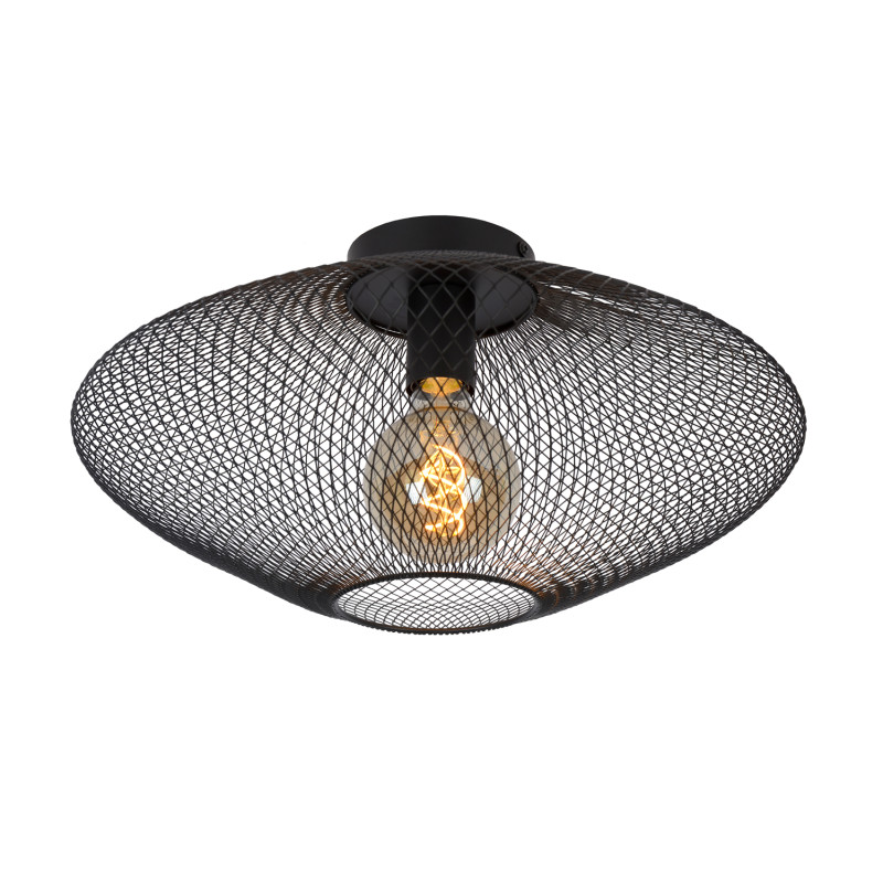 Plafonnier Mesh noir dimmable Ø 45 cm E27 40 W LUCIDE