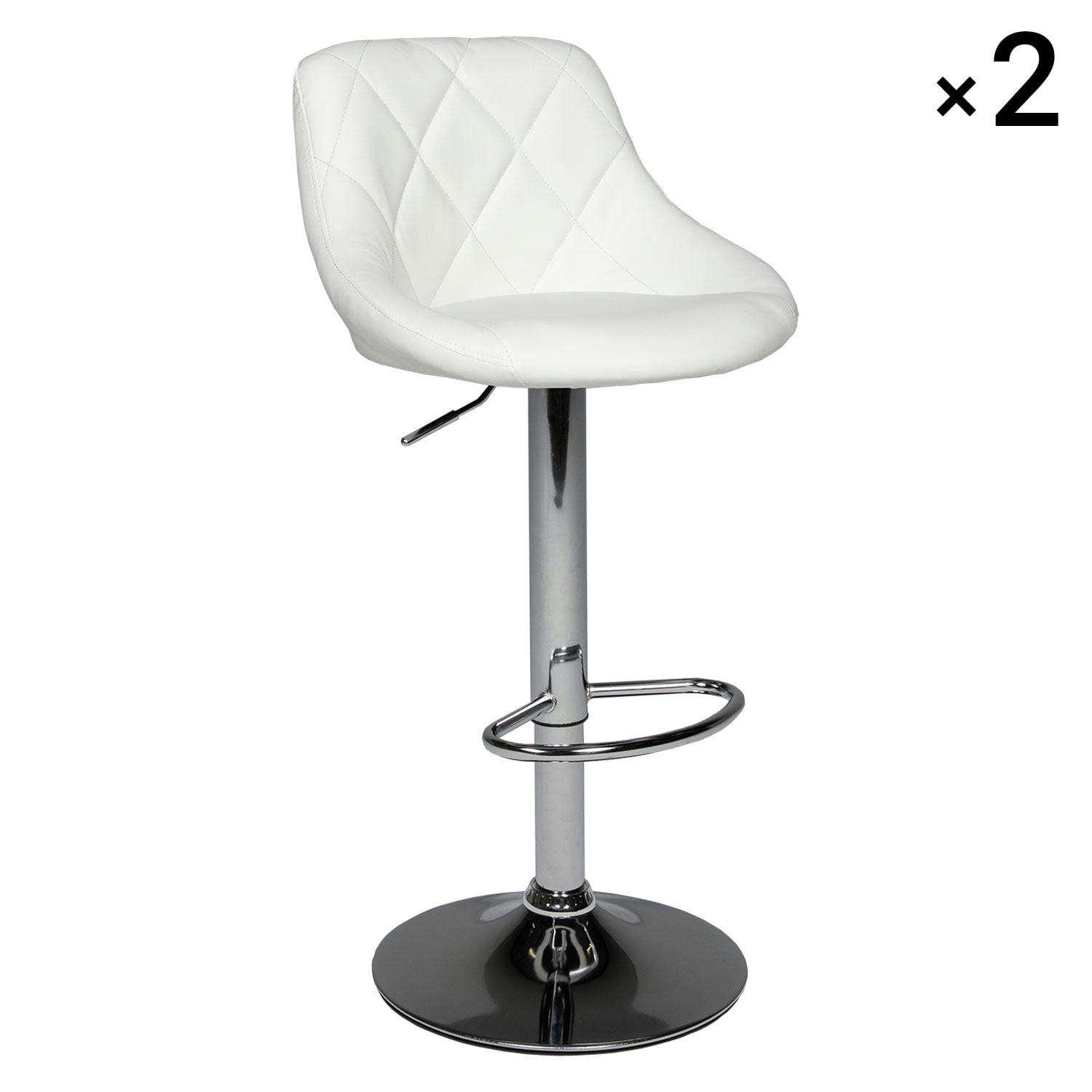 JASPER - Lot de 2 tabourets de bar en simili cuir blanc