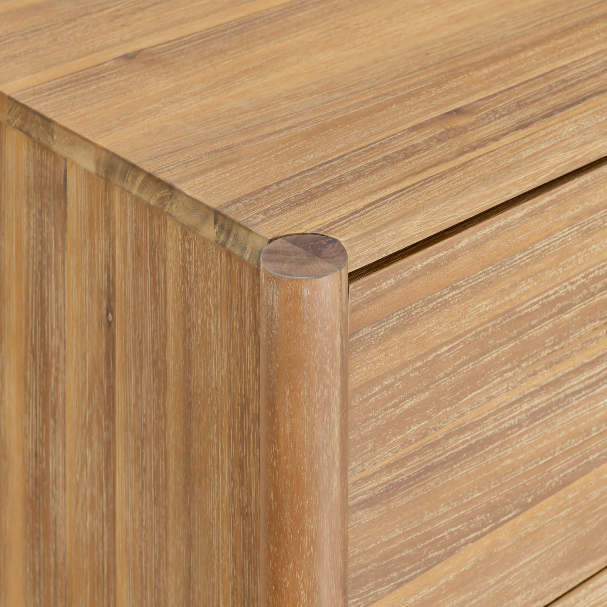 EMILIO - Commode 6 tiroirs en bois d'acacia massif - bois clair