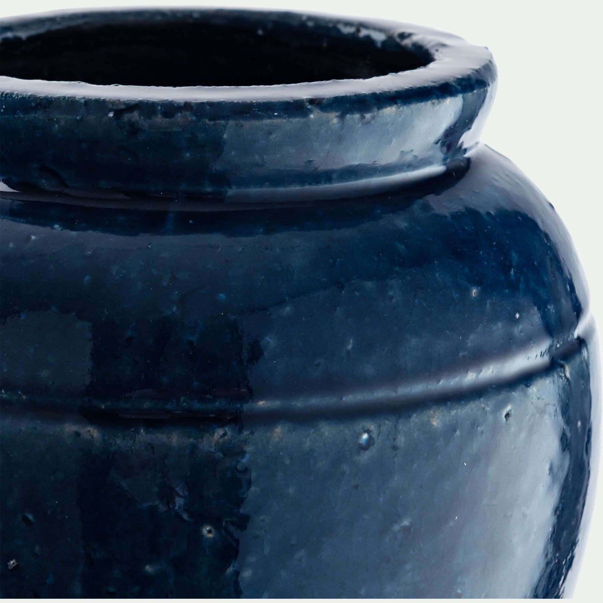 BRUGG - Vase texturé en grès D20xH20cm - bleu