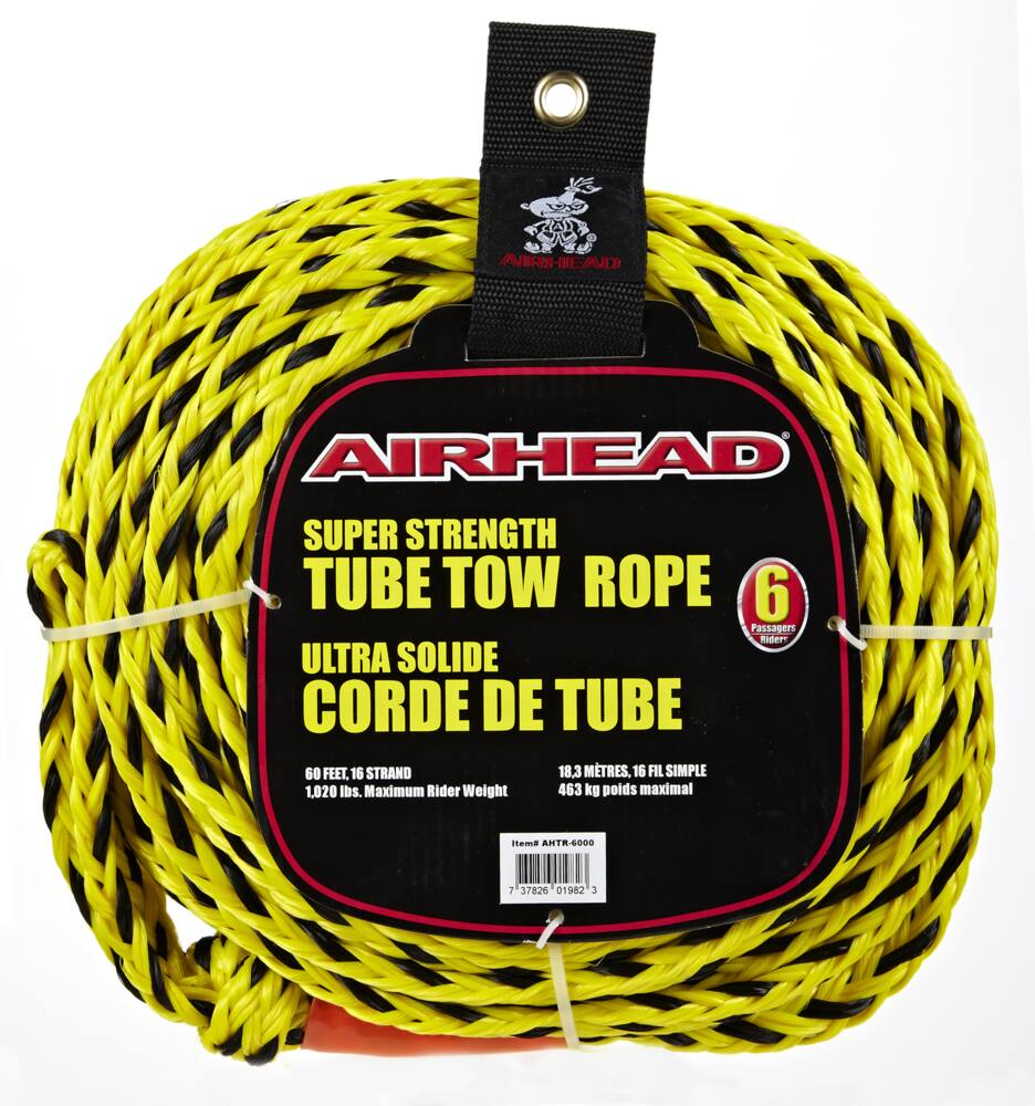 Airhead Super Strenght Water Sport Heavy Duty Tube Tow Rope, Yellow, 60-ft