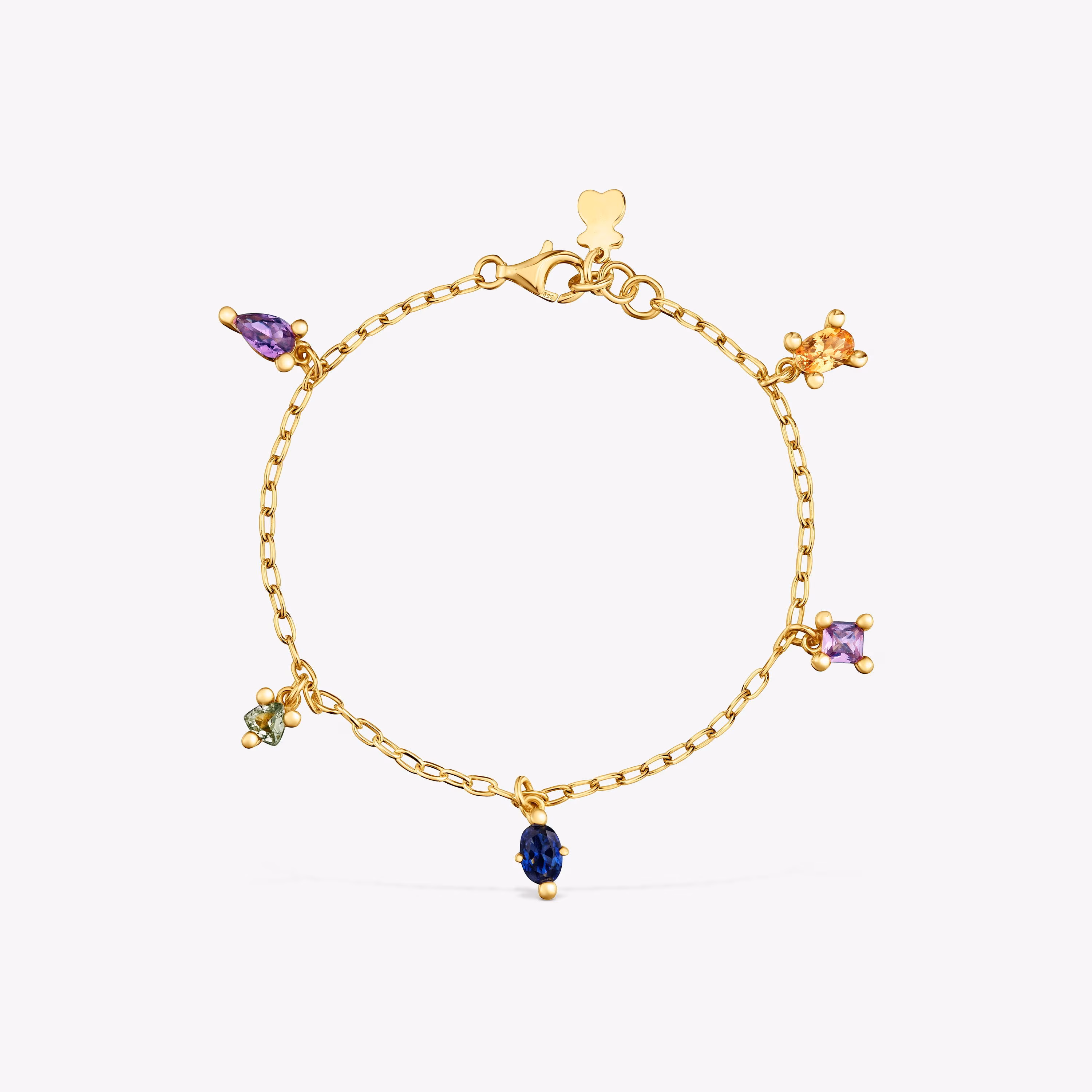 Pulsera cadena con baño de oro 18 kt sobre plata y gemas creadas en laboratorio TOUS Color LGG