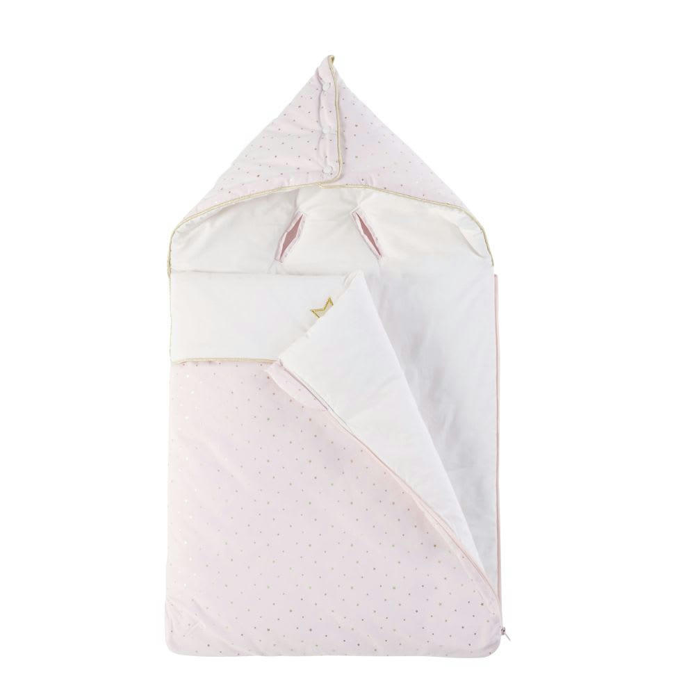 BIRD SONG - Nid d'ange bébé en coton rose, blanc et doré