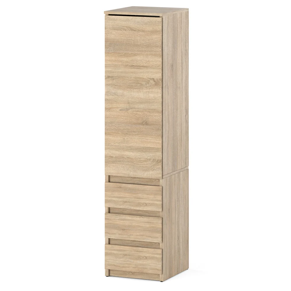 Szafa drewniana garderoba 3 szuflady wąska 40cm dąb sonoma