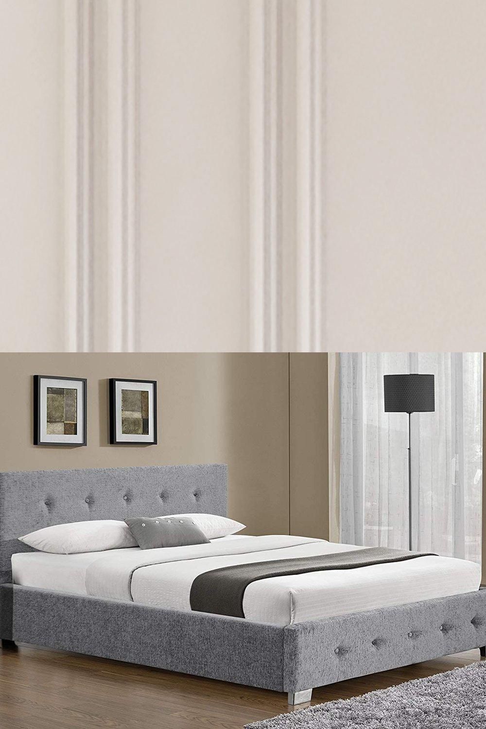 Modernique Fabric Ottoman Storage Bed with High Headboard, Gas Lift Up Base