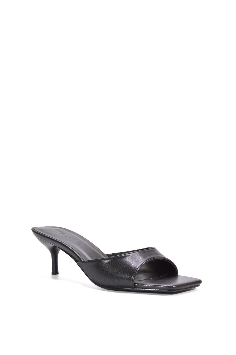 XY London Jane' Square Toe Kitten Heel Slip On Heeled Sandal Mules