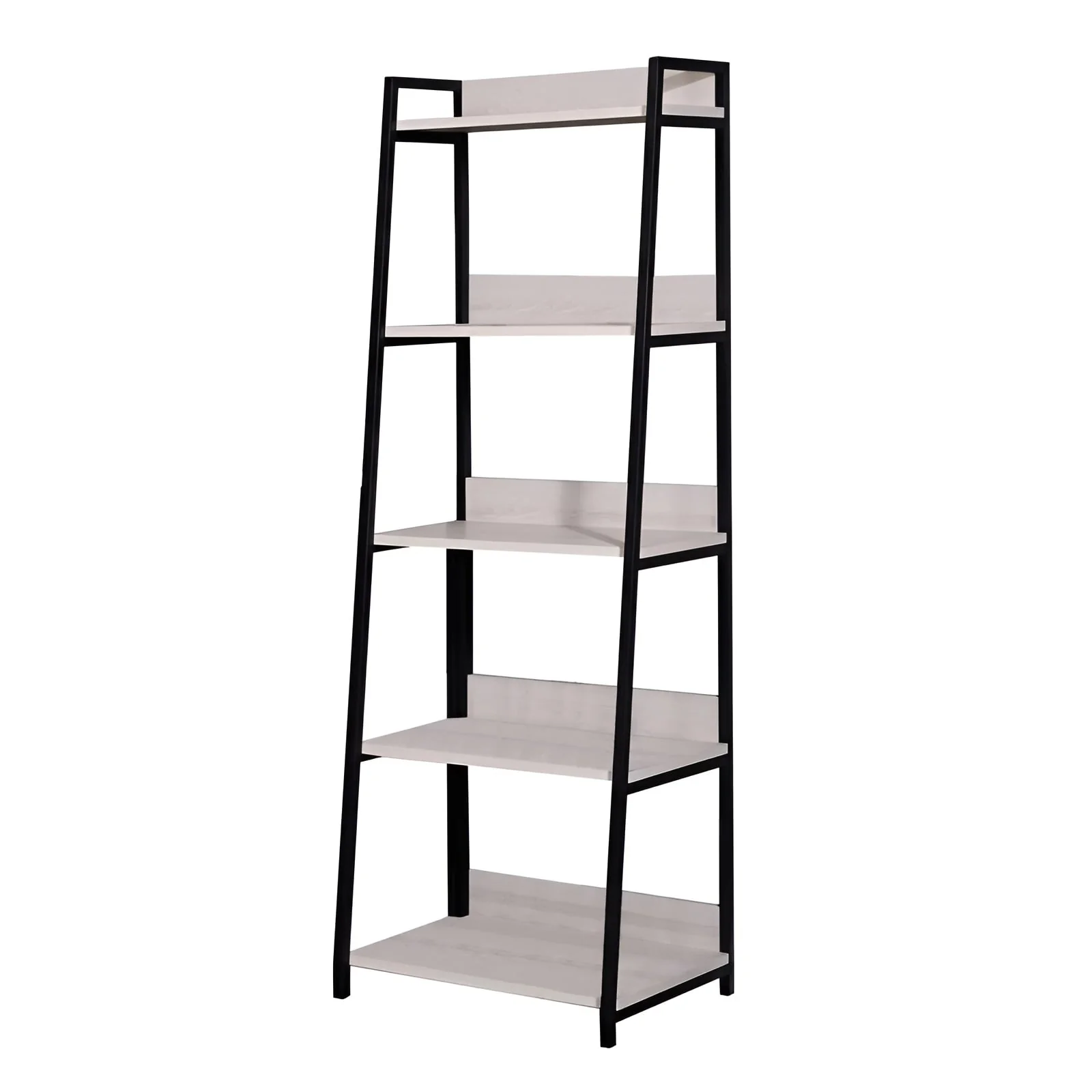 67-Inch Space-Saving Ladder Bookcase with Metal Frame and Wood Shelves for Bedroom or Living Room