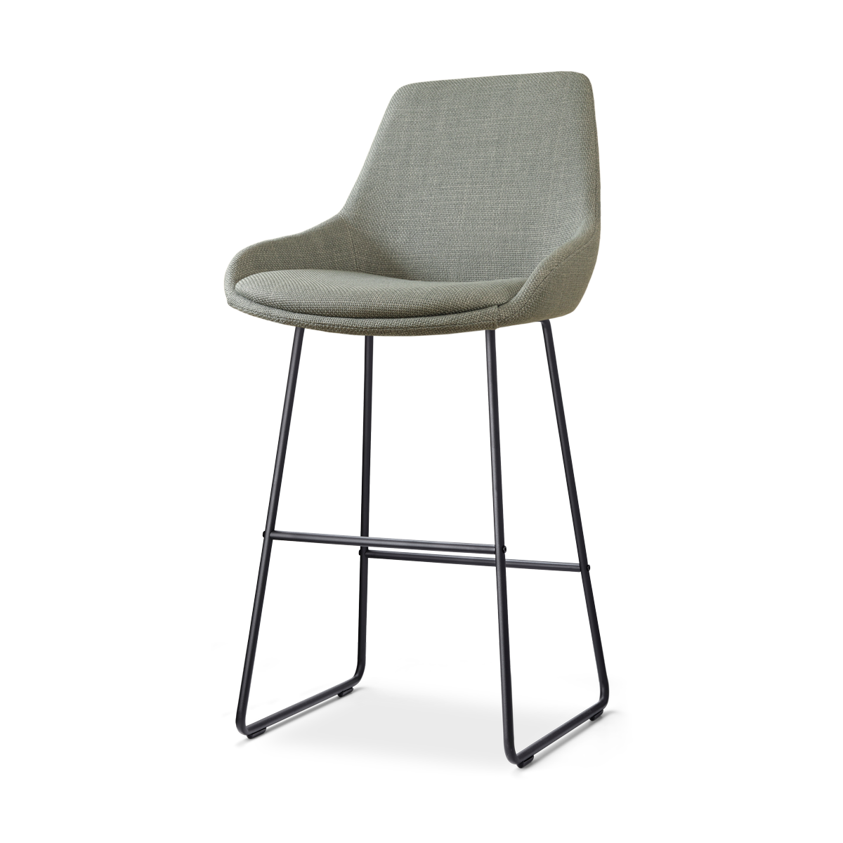 Nolon Nino-Isa Barkruk Saliegroen - Stof - Zwart Onderstel - 75 cm
