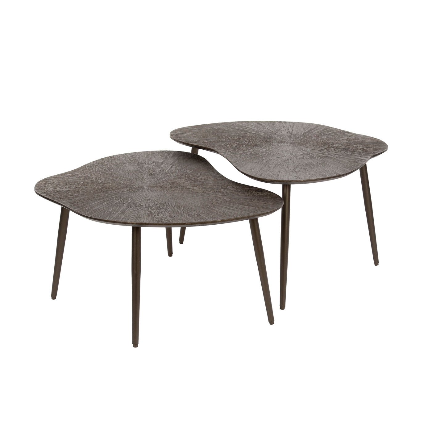 Giga Meubel Salontafel Brown Ray Metal Leaf - Bruin Metaal - Set van 2