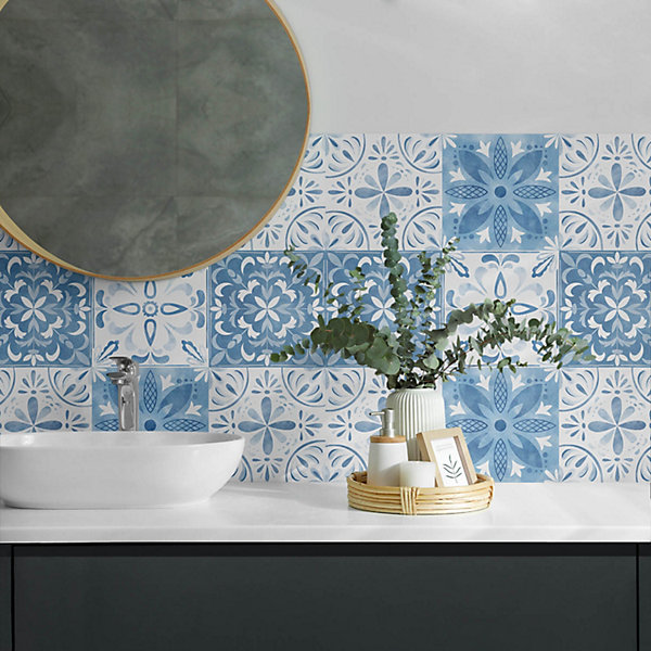 Panneau Mural Wallfluent 120x60 cm Motif Avec Des Cercles Et Des Fleurs 1 pièce