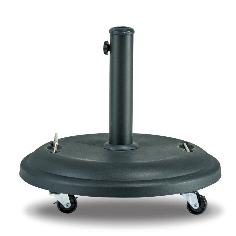 Pied de parasol rond en béton revêtement plastique noir 25 kg