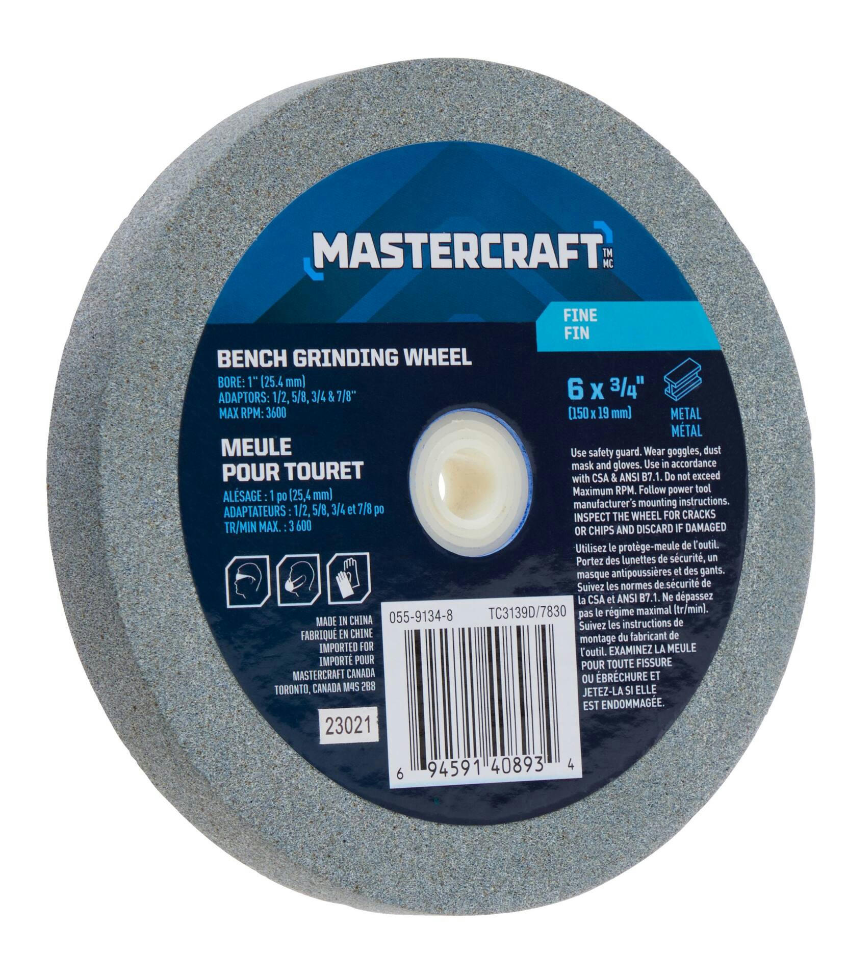 Mastercraft 6-in x 3/4-in 120 Grit Aluminum Oxide Bench Grinding Wheel/Disc Kit for Metal