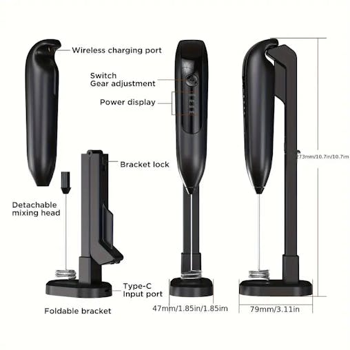 NNETM Electric Milk Handheld Coffee Mixer Wand