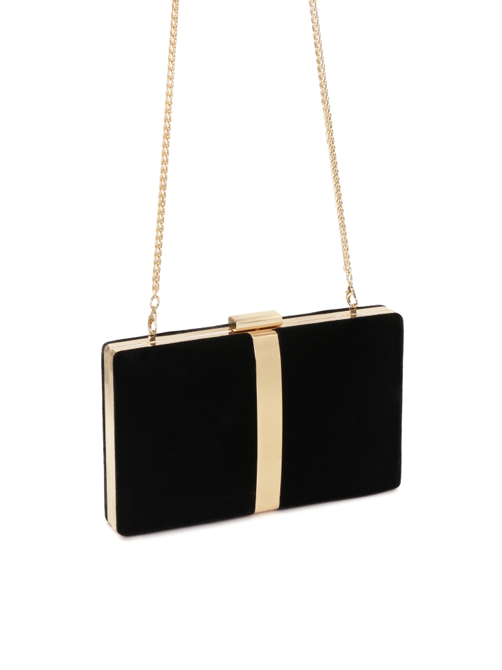 Elegant black velvet clutch bag