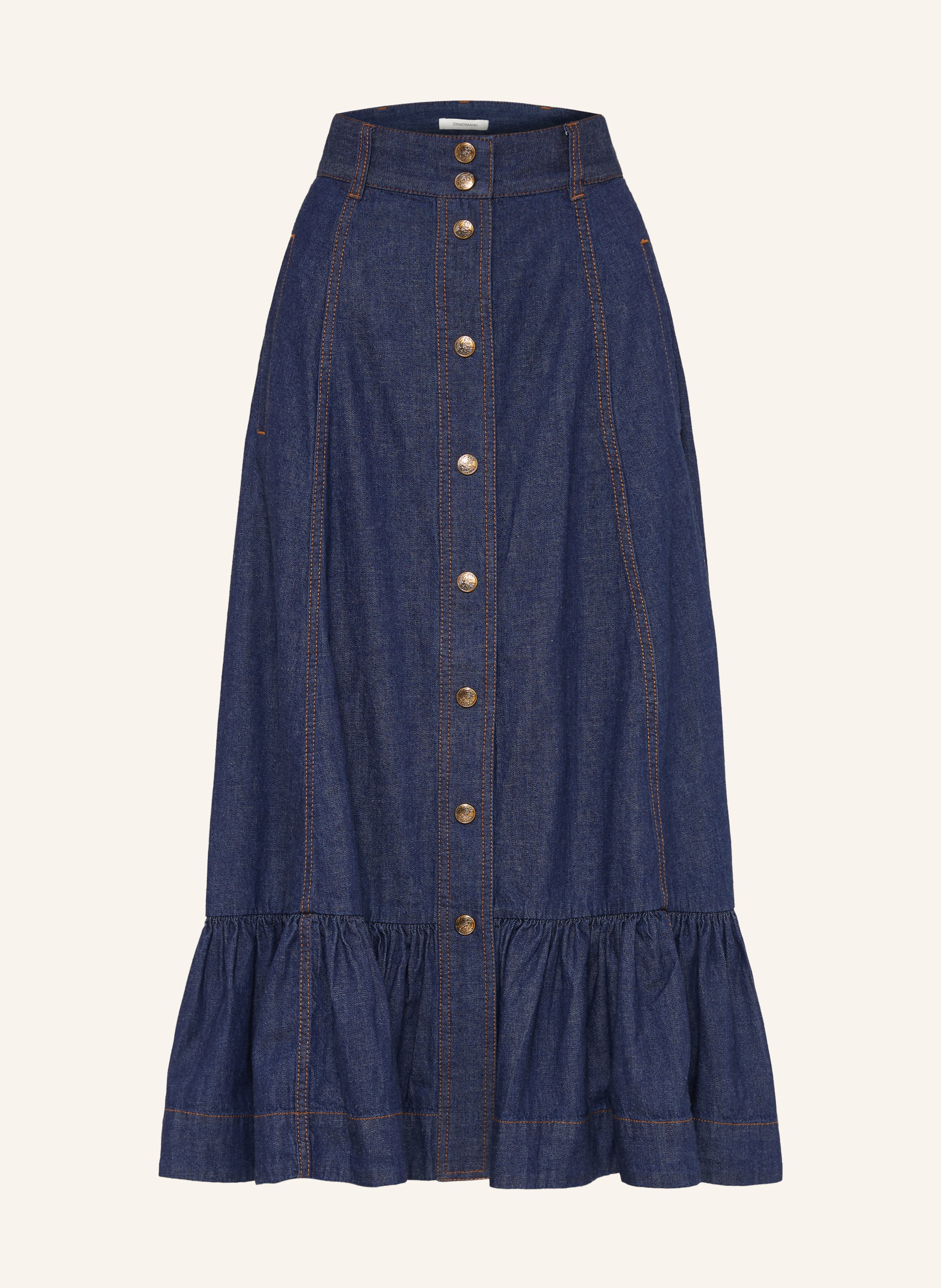 ZIMMERMANN Jeansrock ASTER mit Rüschen