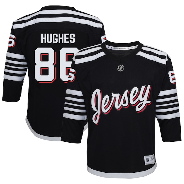 Jack Hughes New Jersey Devils Youth Alternate Replica Player Jersey - Black/Red