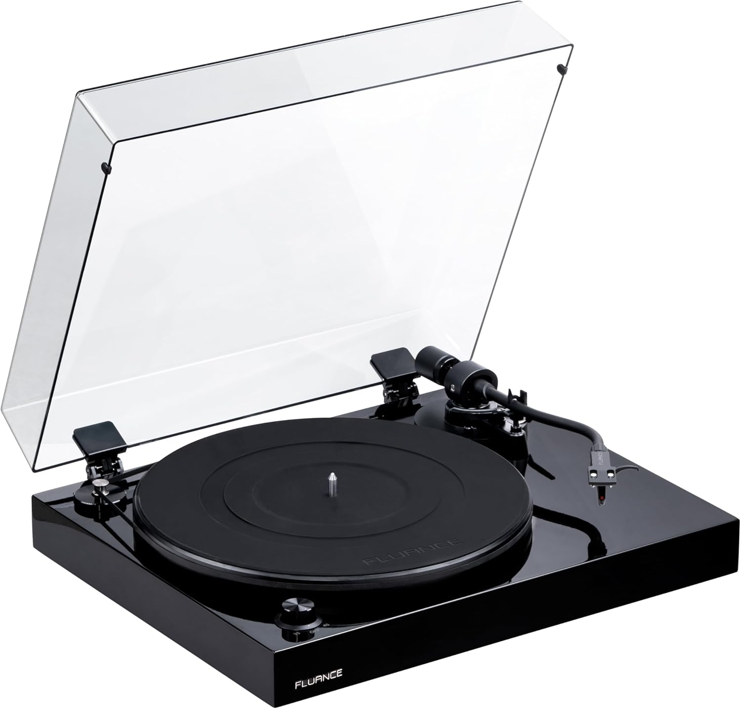 Fluance RT82 Reference High Fidelity Vinyl Turntable Record Player with Ortofon OM10 Cartridge  Speed Control Motor  High Mass MDF Wood Plinth  Vibration Isolation Feet - Piano Black