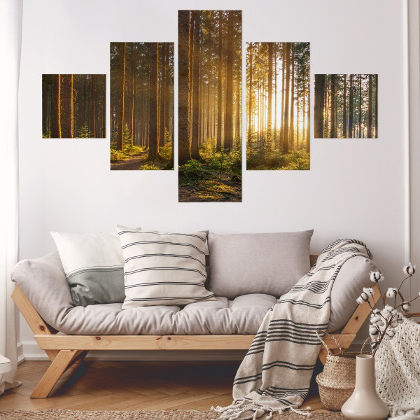 Obraz Wieloczęściowy ZACHÓD SŁOŃCA Pejzaż 150x90cm