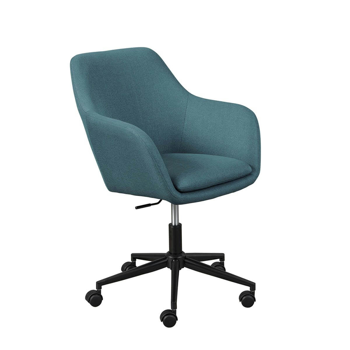 VALKA - Fauteuil  de bureau sur roulettes tissu bleu canard