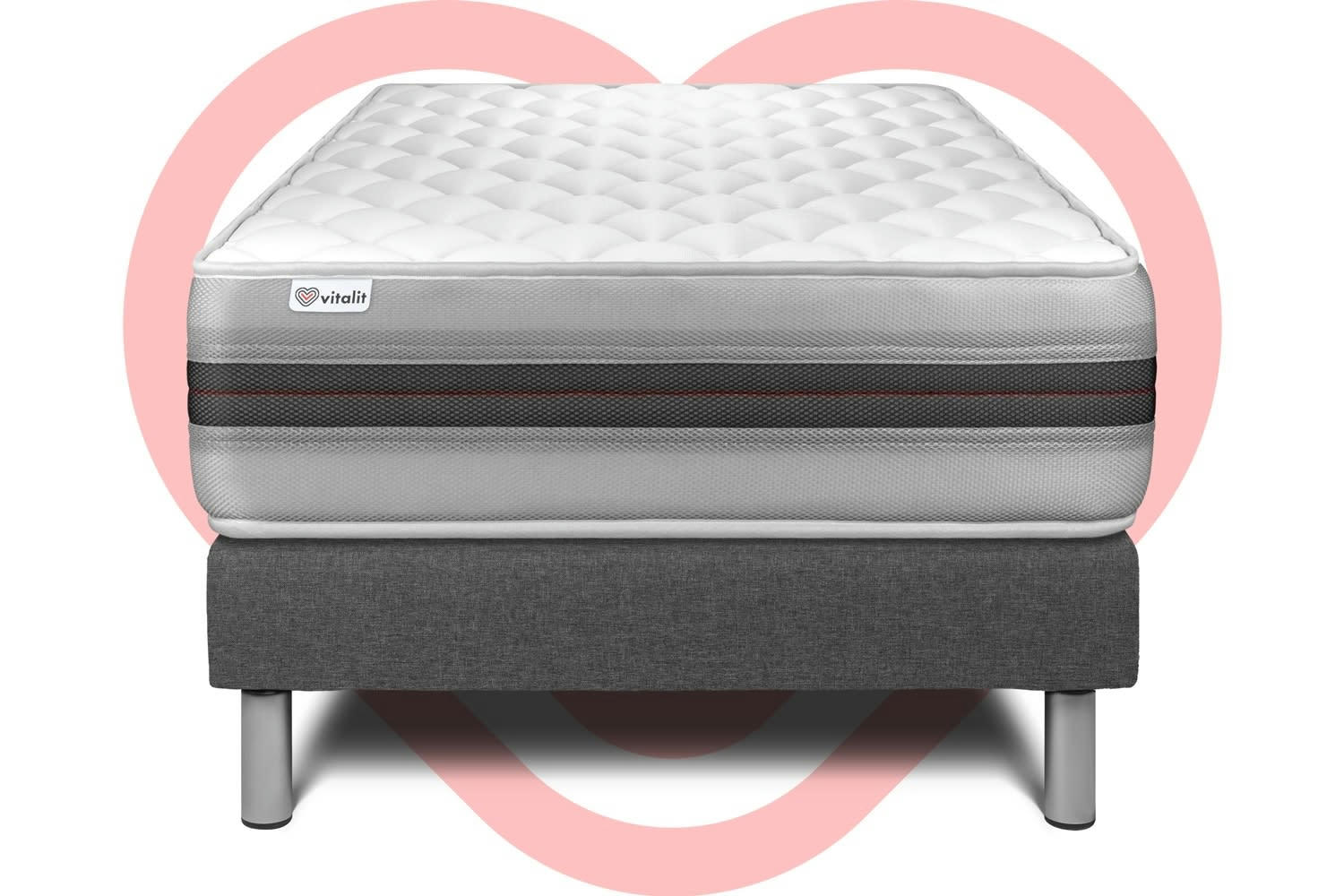 VITALMEMO BACK - Ensemble Mousse  à mémoire de forme 90x190cm kit Gris