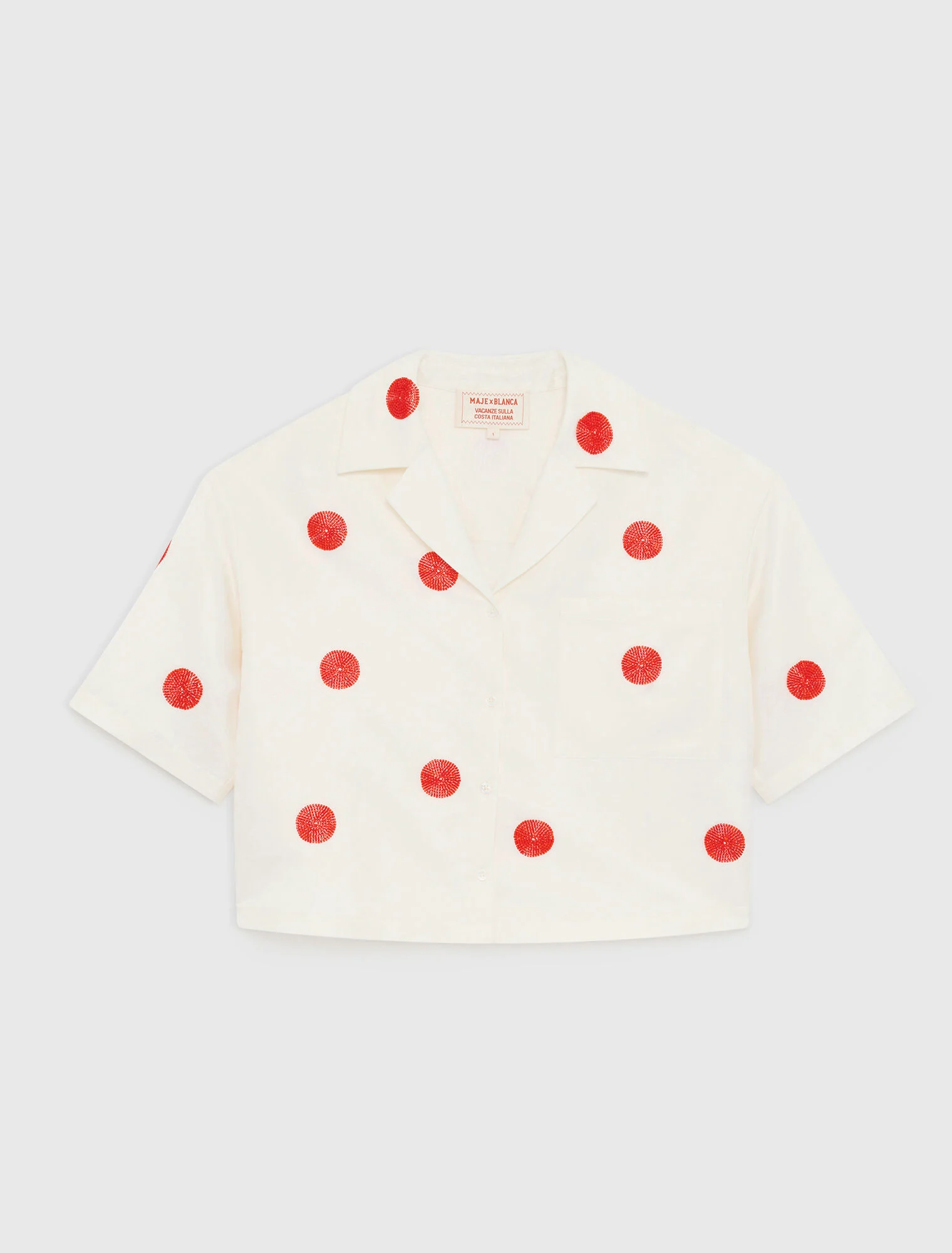 Chemise en lin et soie brodée