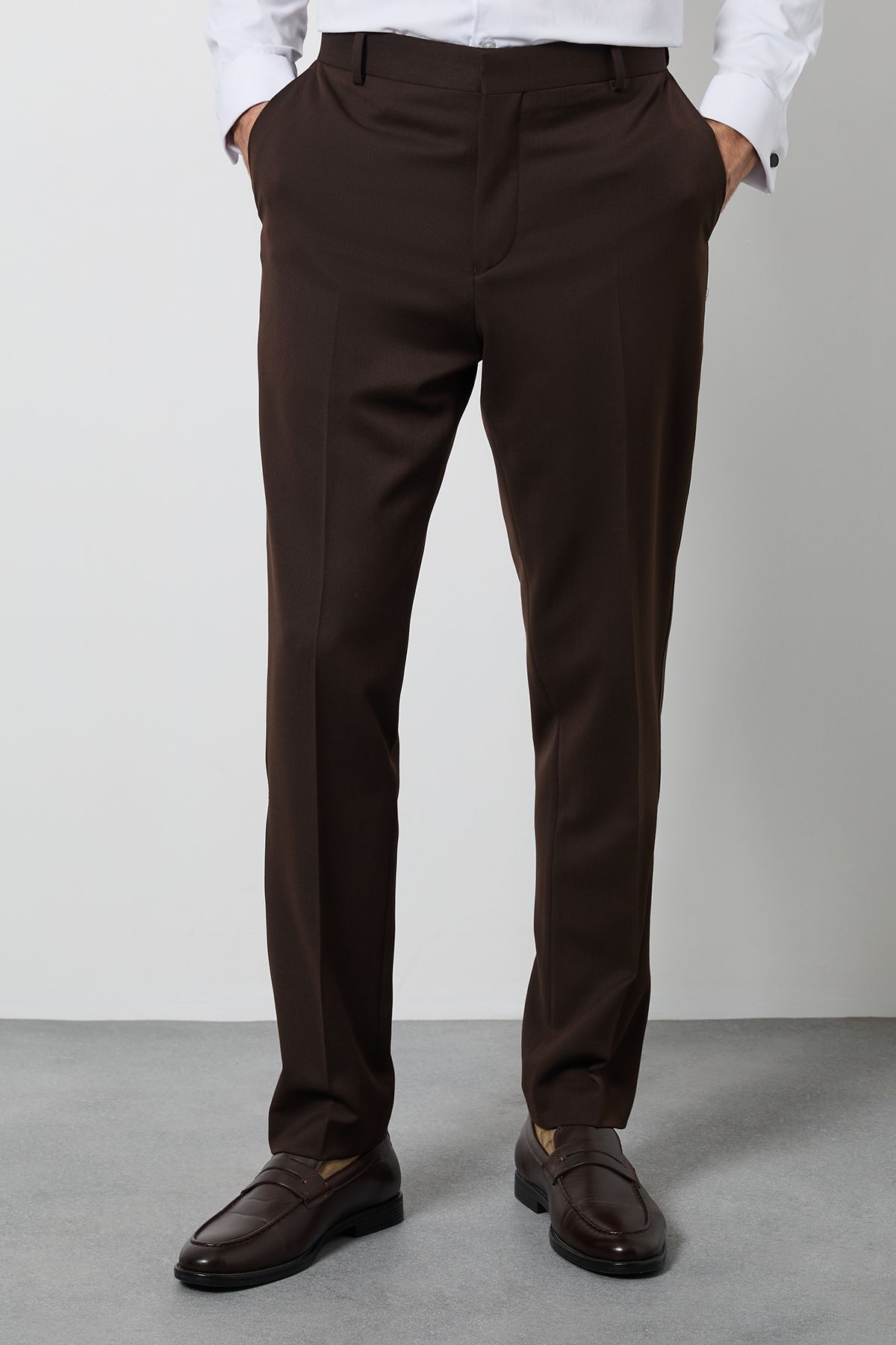 Burton Chocolate Satin Tape Slim Fit Tuxedo Trouser
