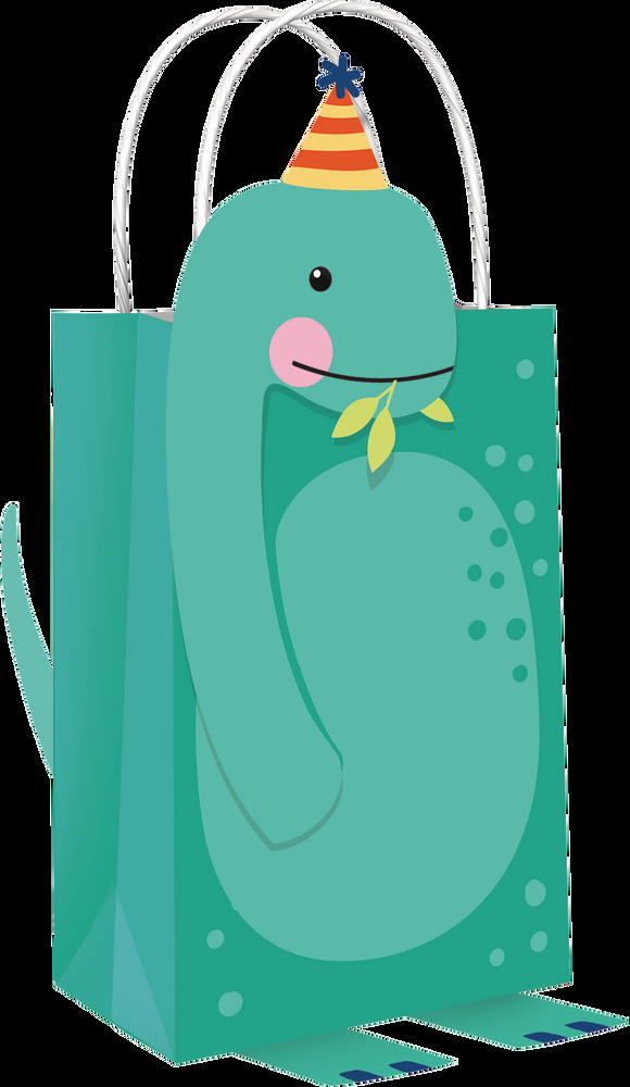 Dino-Mite Create Your Own Dinosaur Party Favour Bag Kit, Green/Turquoise, 8-pk