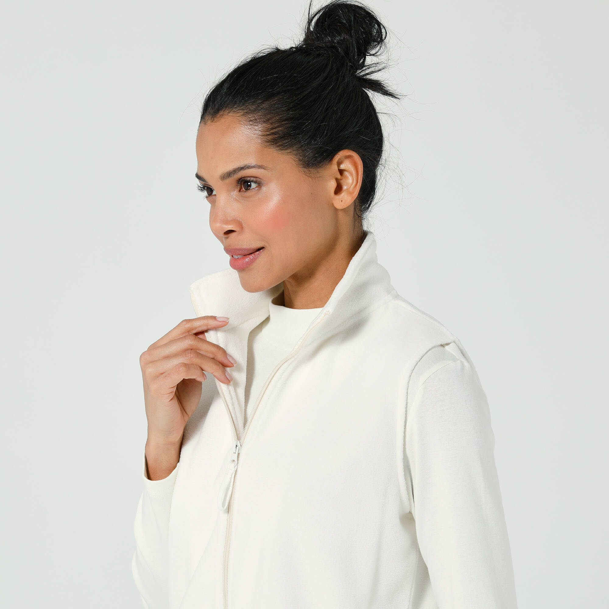 Veste zippée maille polaire, sans manches