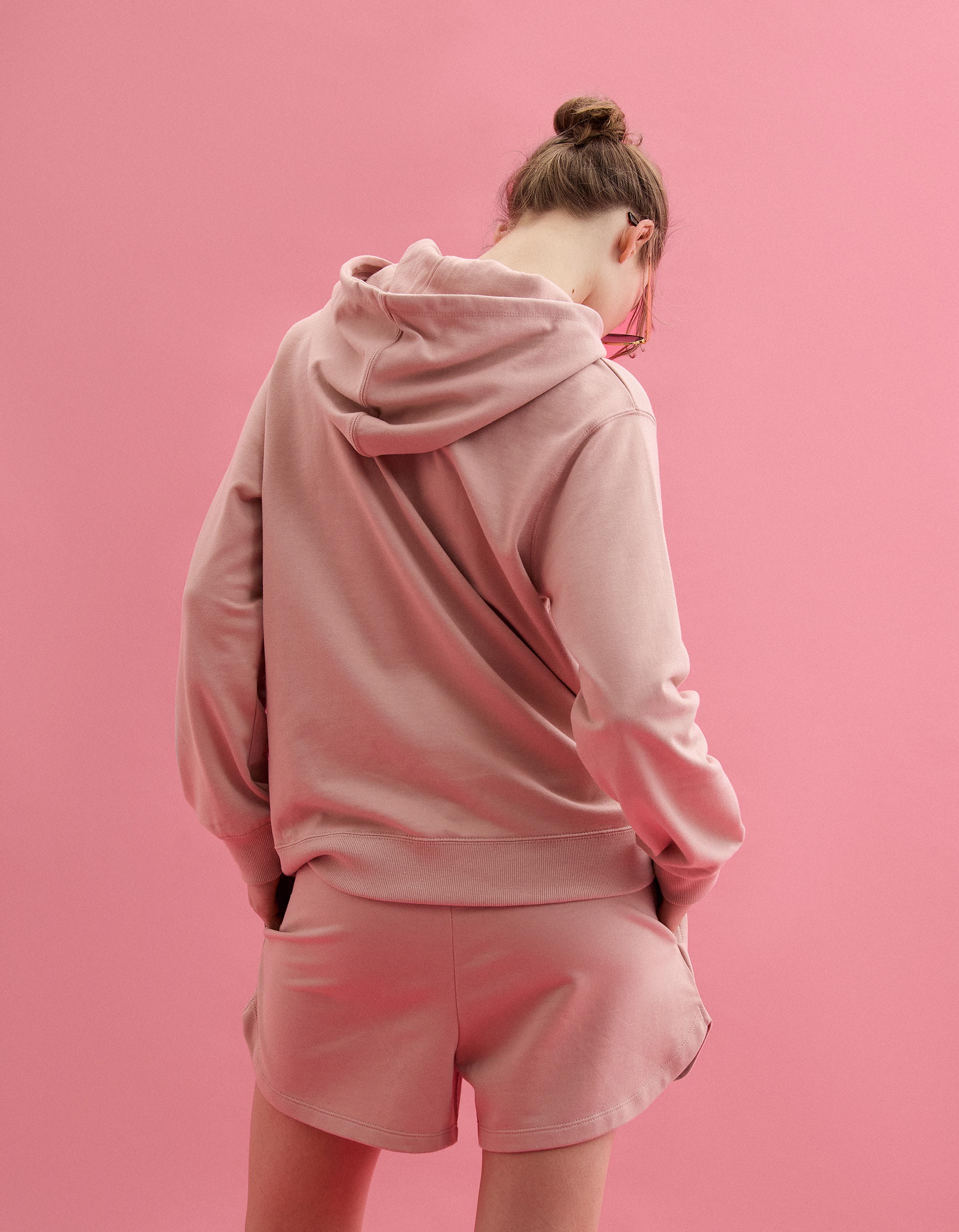 Sweatshirt com Capuz, Mulher, Rosa Claro