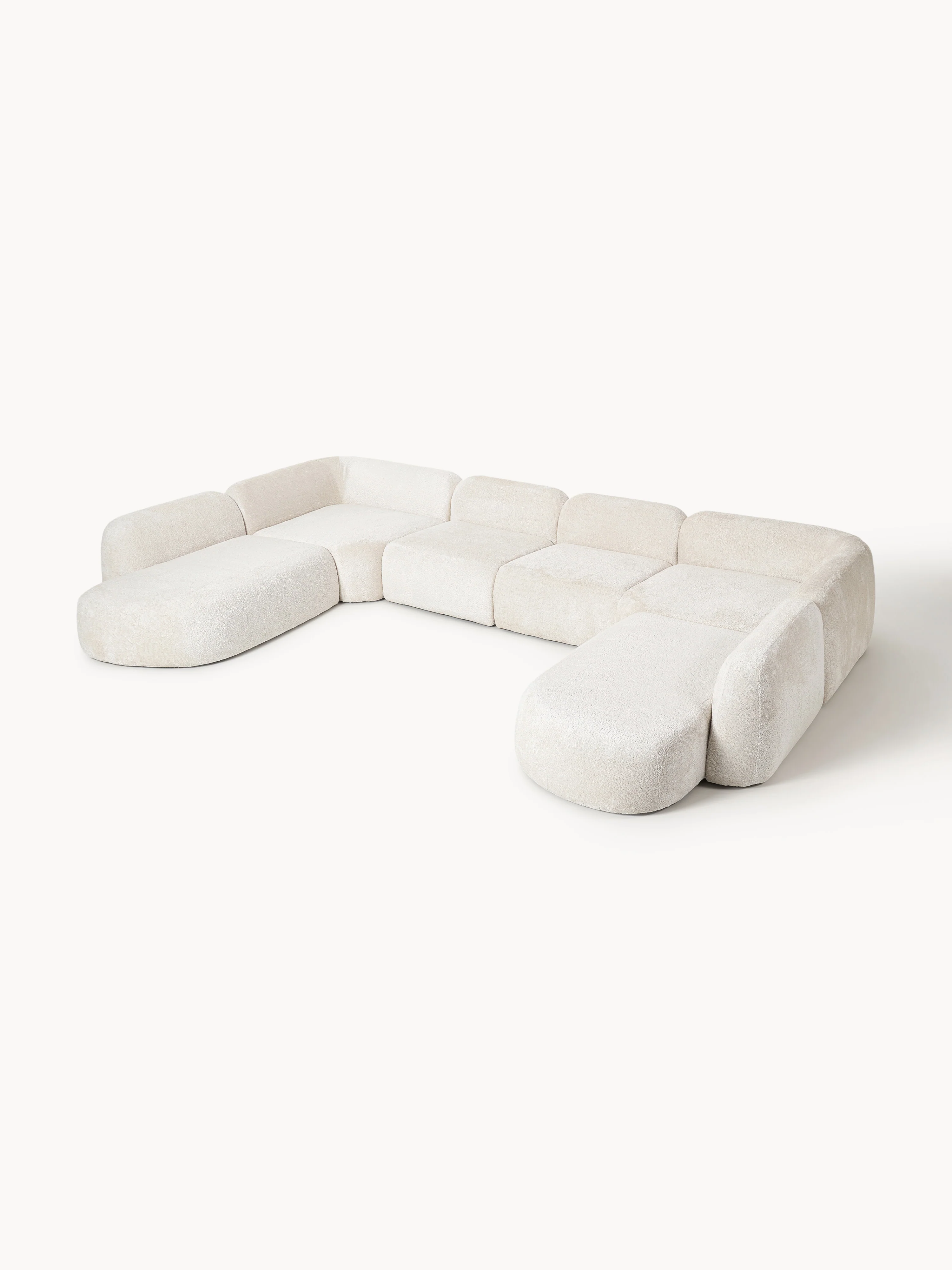 Modulares XL-Sofa Wolke aus Teddy-Bouclé