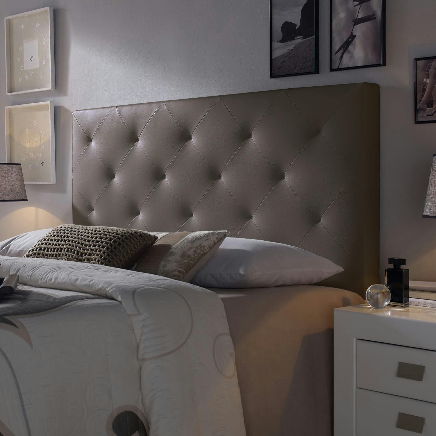 ROMBO - Tête de lit 160x60 cm chocolat, cuir synthétique